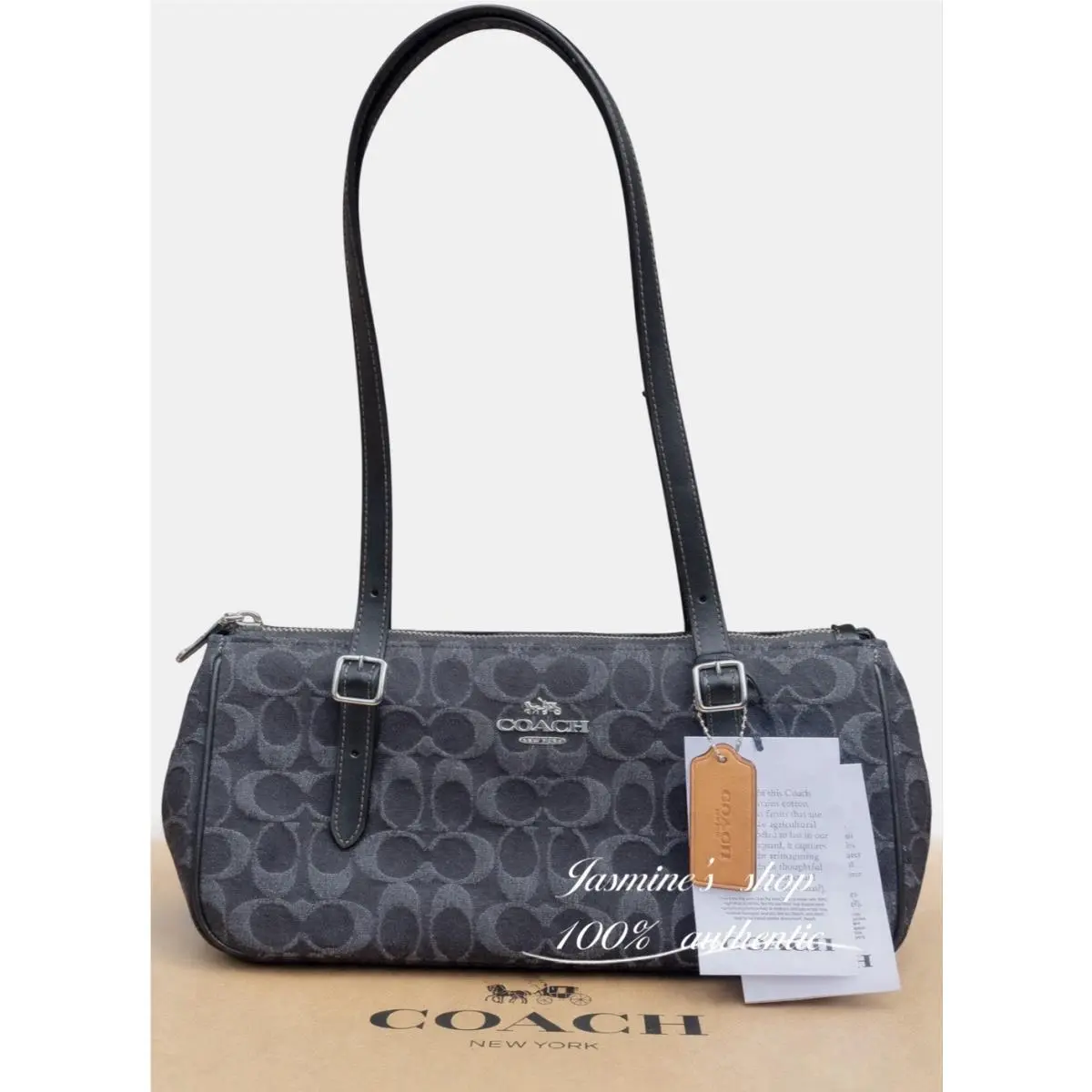 Wnt Coach Asher Shoulder Bag In Signature Denim CDB92 Denim/silver/black