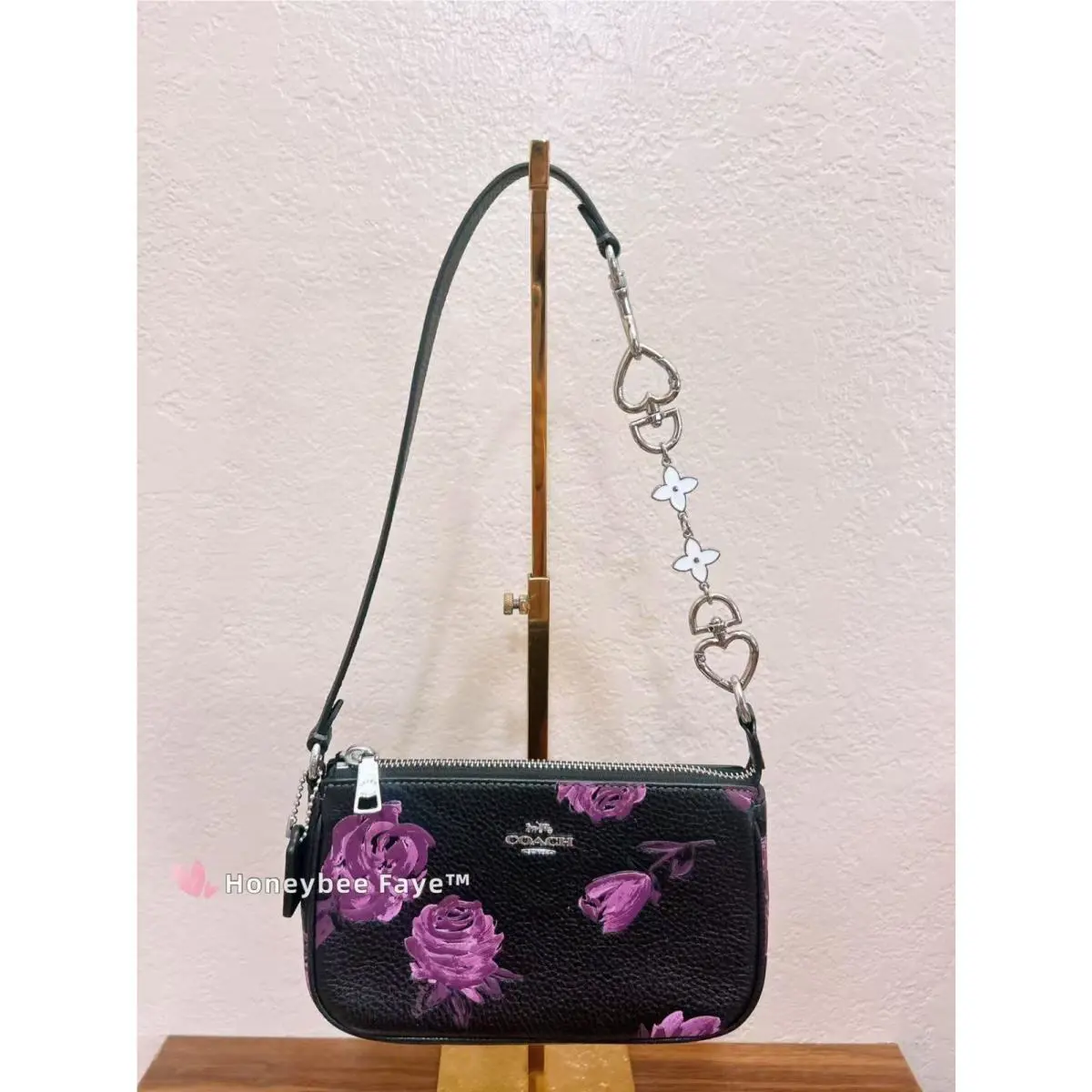 Coach CCF60 Nolita 19 with Floral Print Silver/black/purple