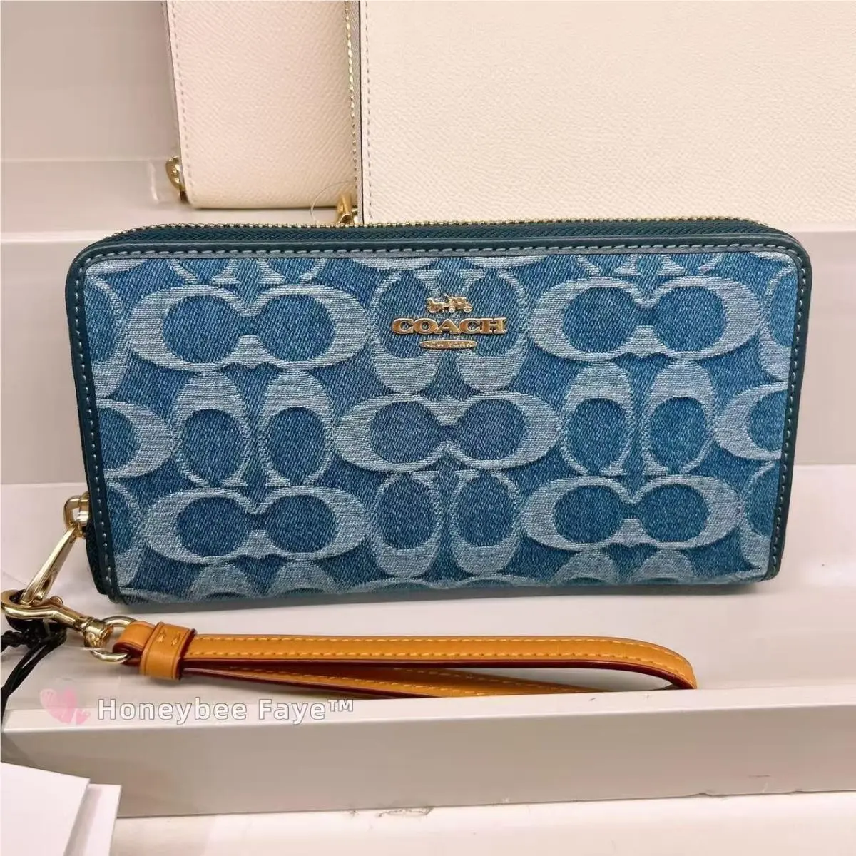 Coach CDE93 Long Zip Around Wallet In Signature Denim
