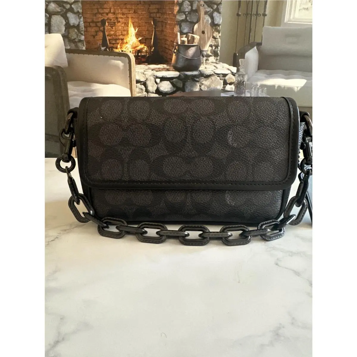 BN Coach Charter Flap Crossbody 18 in Signature Dust Bag Included