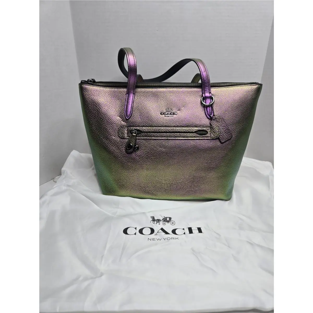 Coach Hologram Iridescent Taylor Tote Shoulder Bag Purse Mermaid Purple Gree