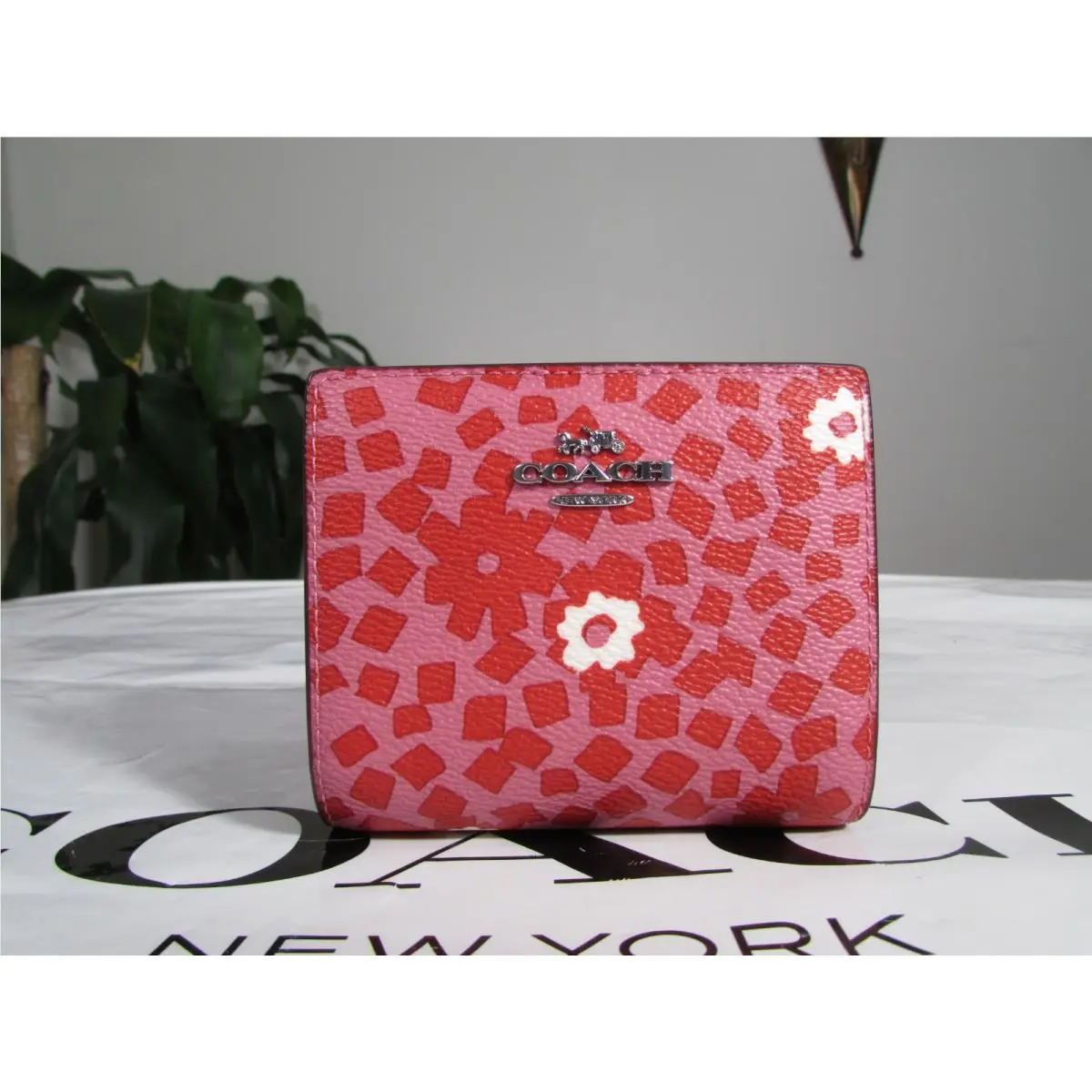 Coach Coated Canvas Snap Wallet with Floral Print CBO75 Pink Multi