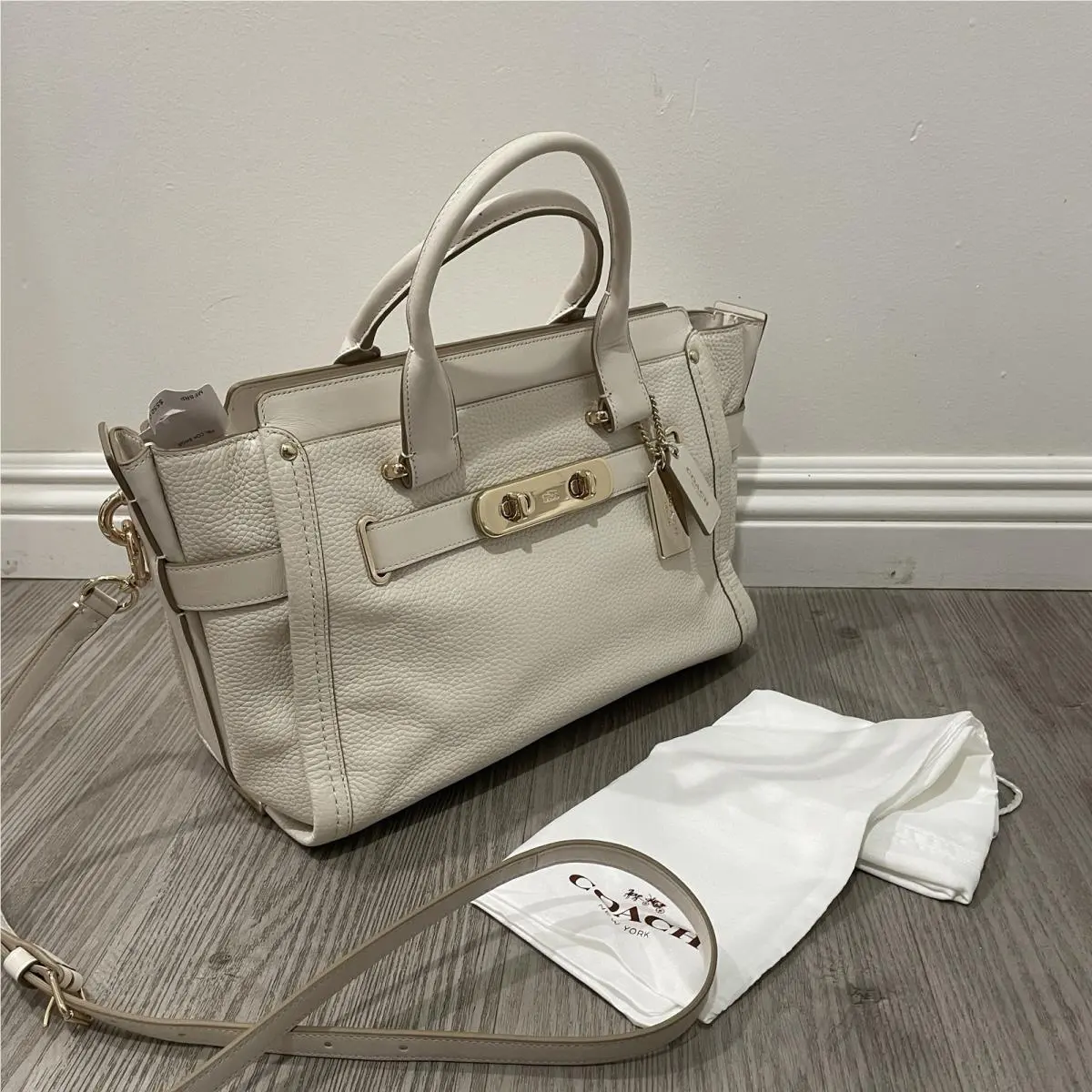 Coach Pebbled Leather Satchel Tote Crossbody Bag