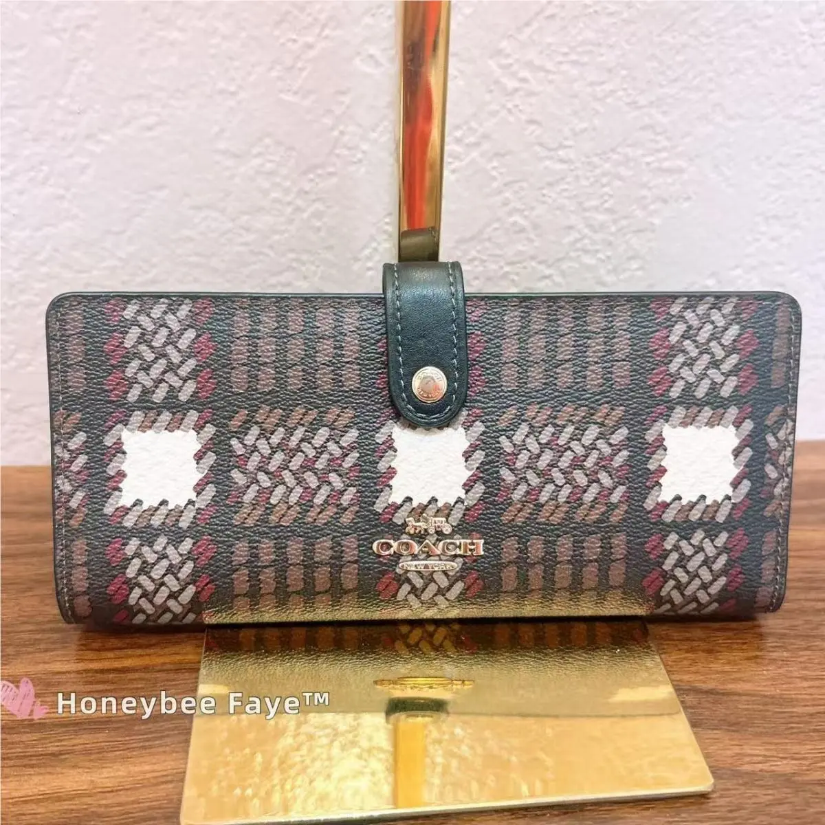 Coach Slim Wallet with Brushed Plaid Print CN015