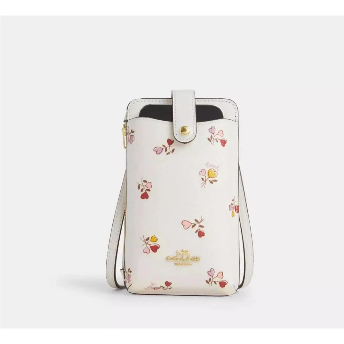 Phone Crossbody Bag with Heart Print CW402 Chalk Multi by Coach