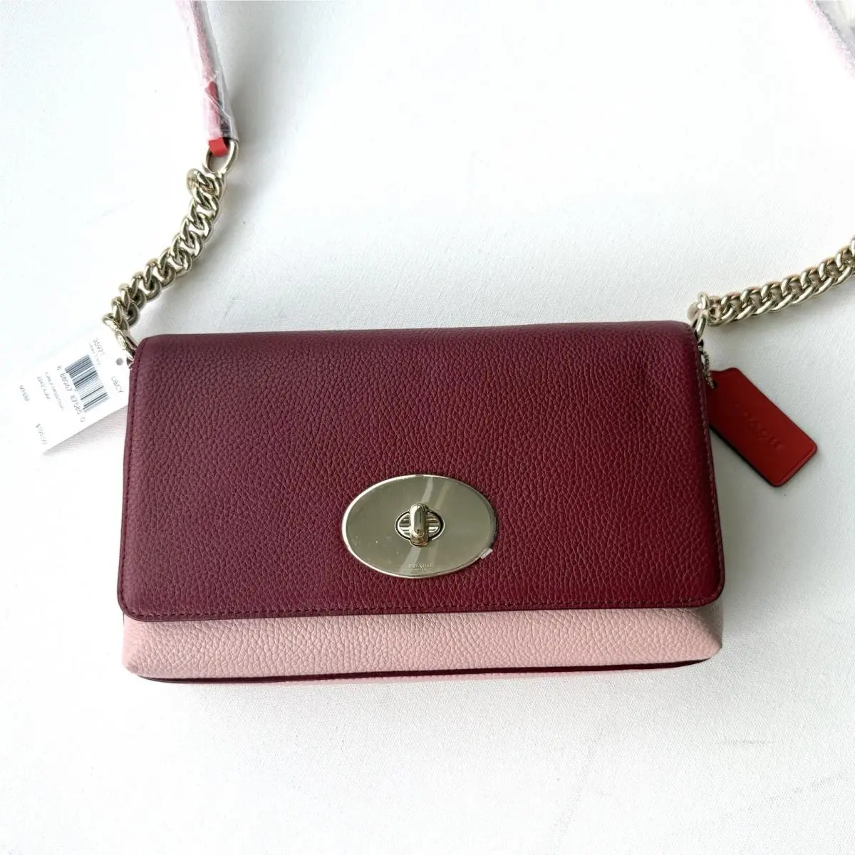 Coach Leather Color Block Crosstown Shoulder Crossbody 35972 Black Cherry