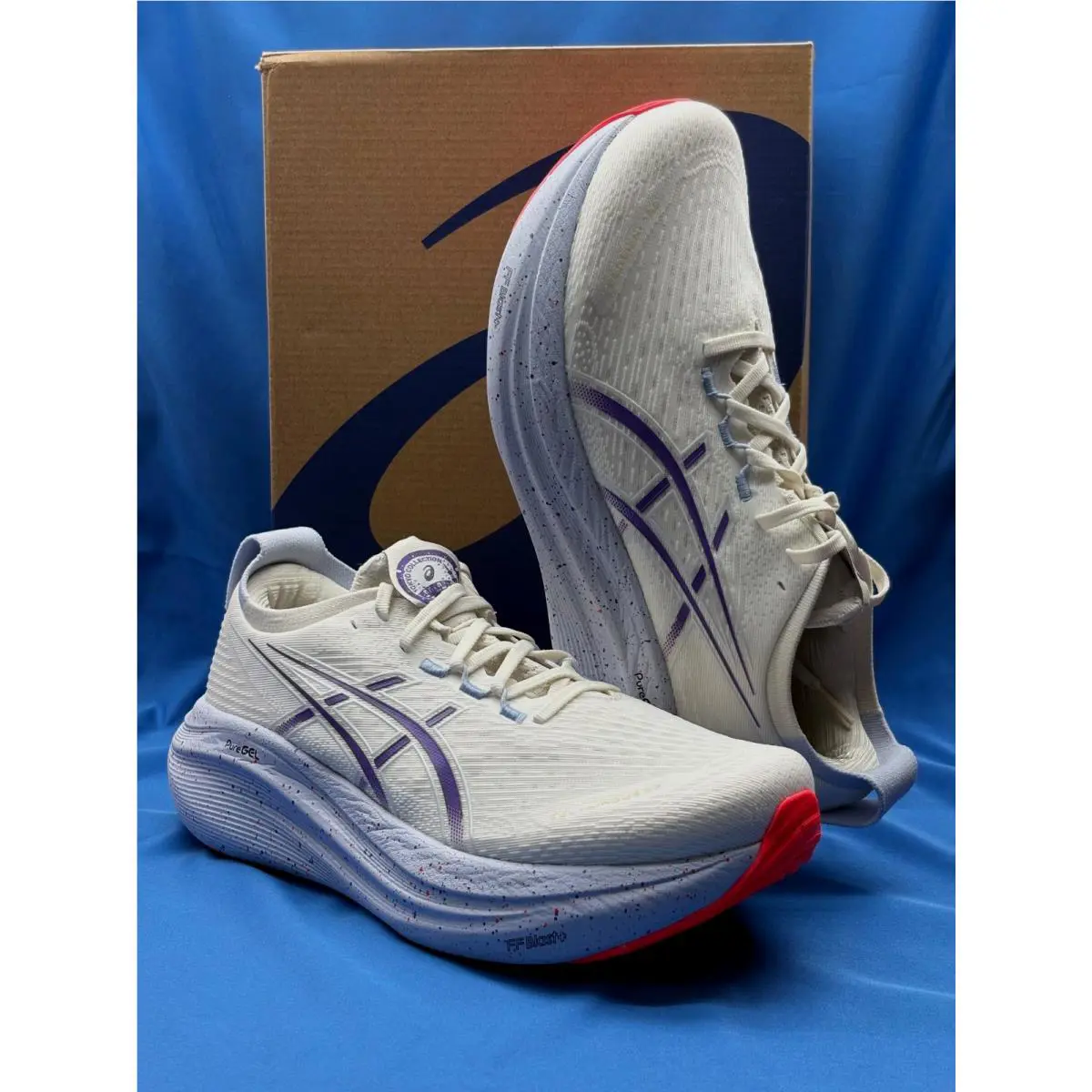 Asics Gel- Nimbus Tokyo 1011C120-500 Cream/edo Purple Men`s Running Shoes S:9