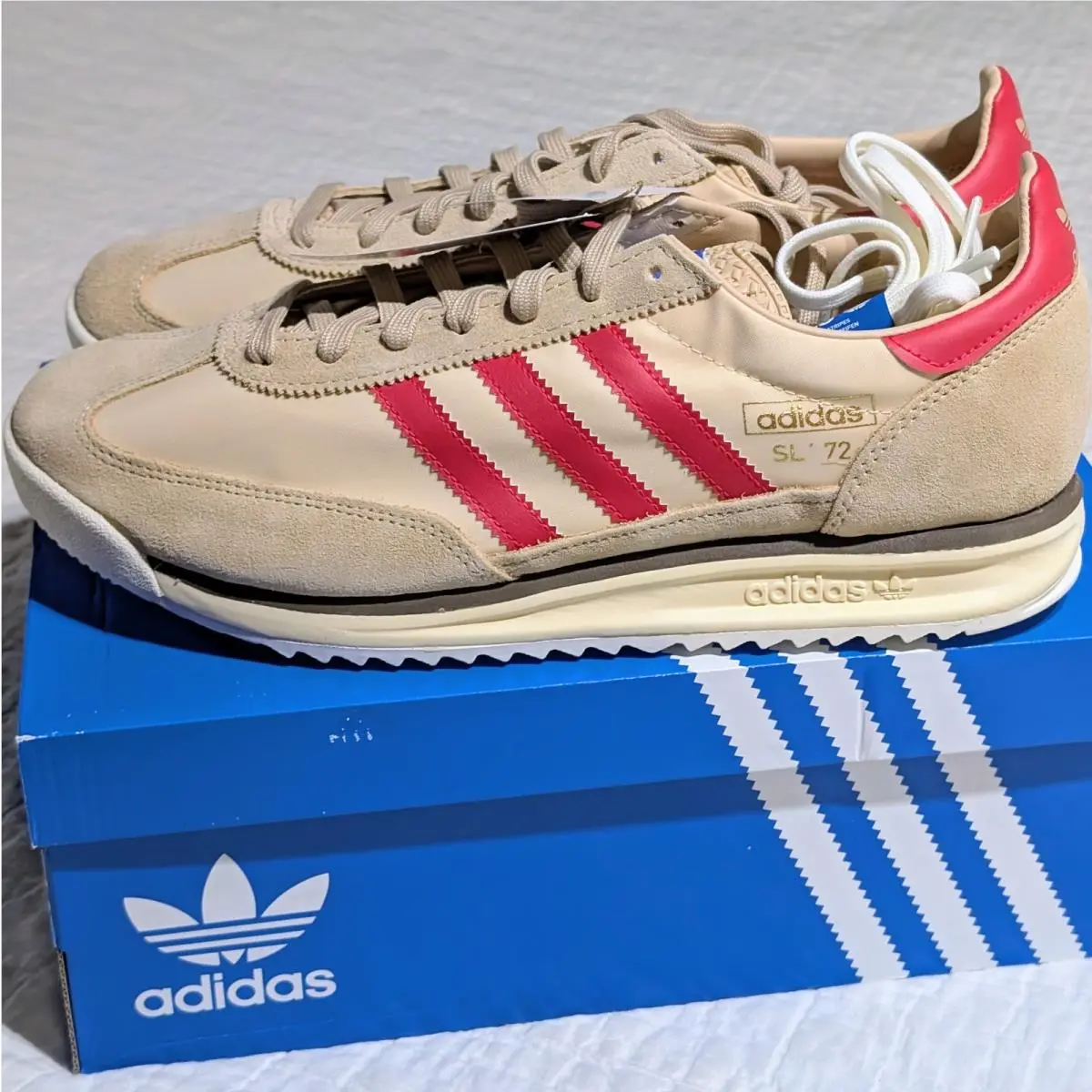 Size 11.5 - Mens Adidas SL72 RS Magic Beige Pure Ruby Tan/red Athletic Sneakers