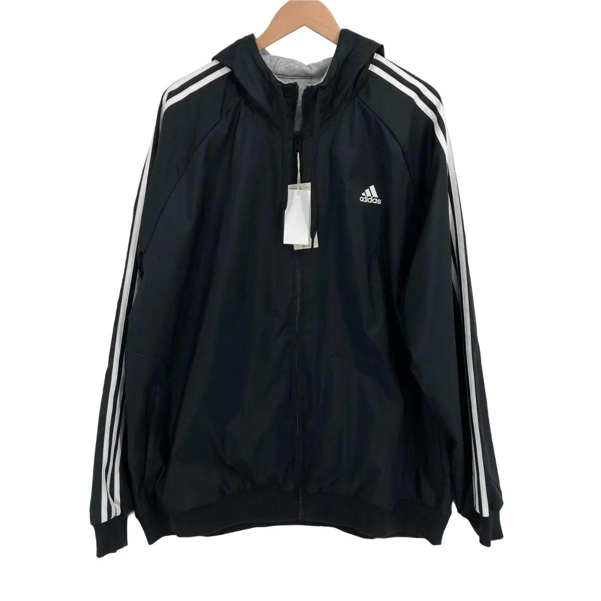 Adidas Reversible Jacket Mens 2XL Black Gray Full Zip Hoodie