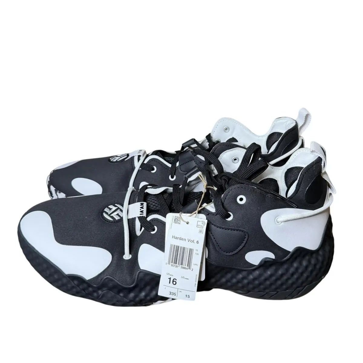 Adidas Harden Vol. 6 Oreo Design Black White GV8704 Mens Size 16 Sneakers
