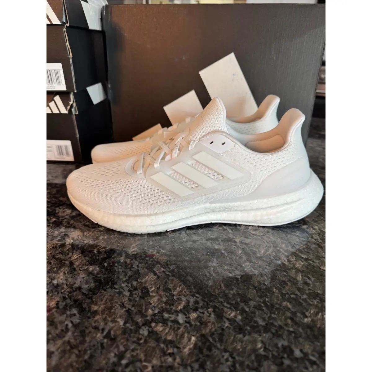 Adidas Pureboost 23 Mens Running Shoes Triple White IF2374 Size 10.5