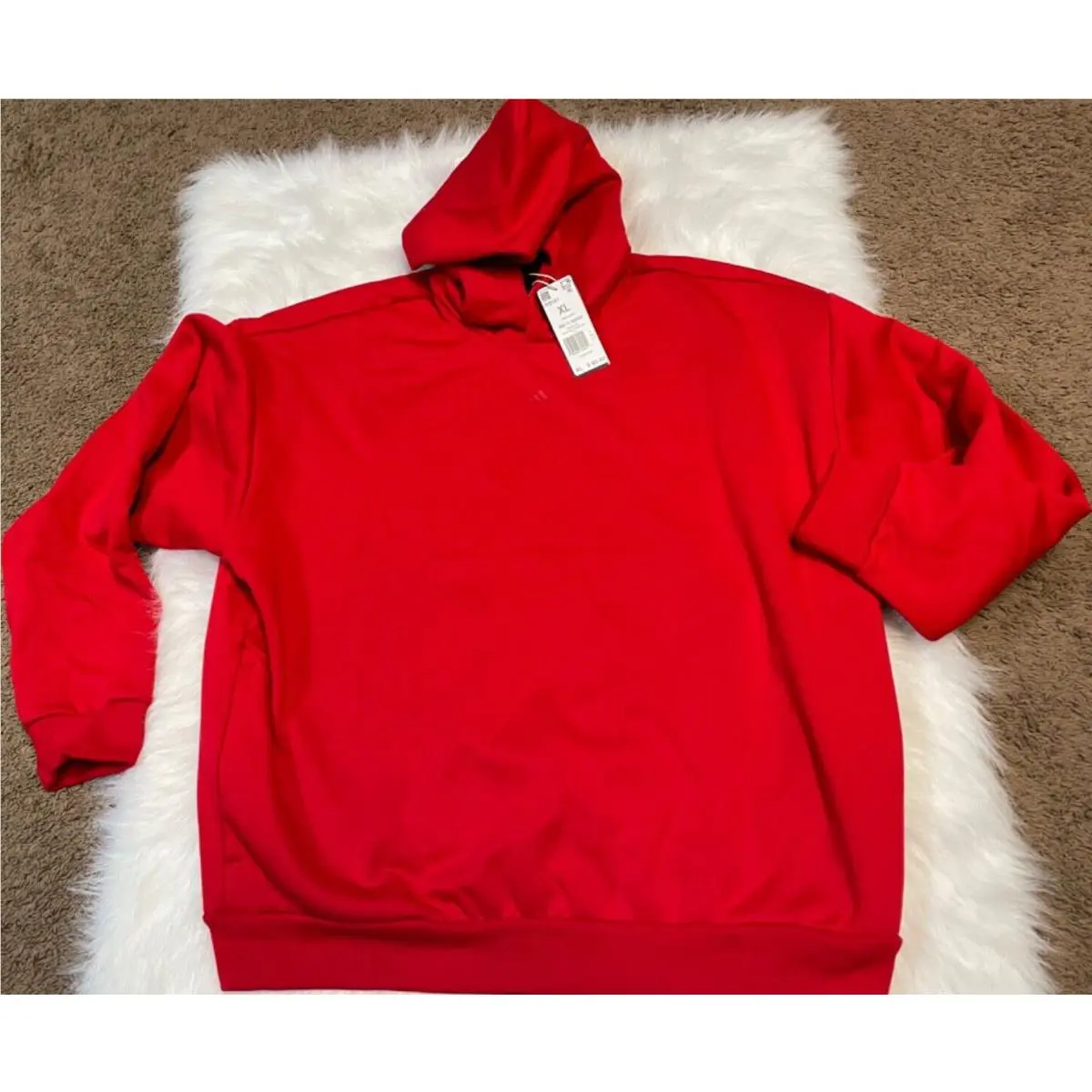 Adidas Basketball Fleece Men`s Size XL Red Hoodie Sweatshirt IY0151