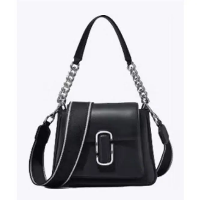 Marc Jacobs Med Mini Chain Flap Bag Blk Silver Chain Canvas Strap