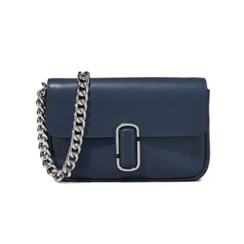 Marc Jacobs Medium Shoulder Flap Bag Blue Silver Chain Canvas Strap