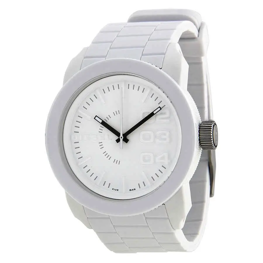 Diesel Double Down White Rubber Men`s Watch DZ1436