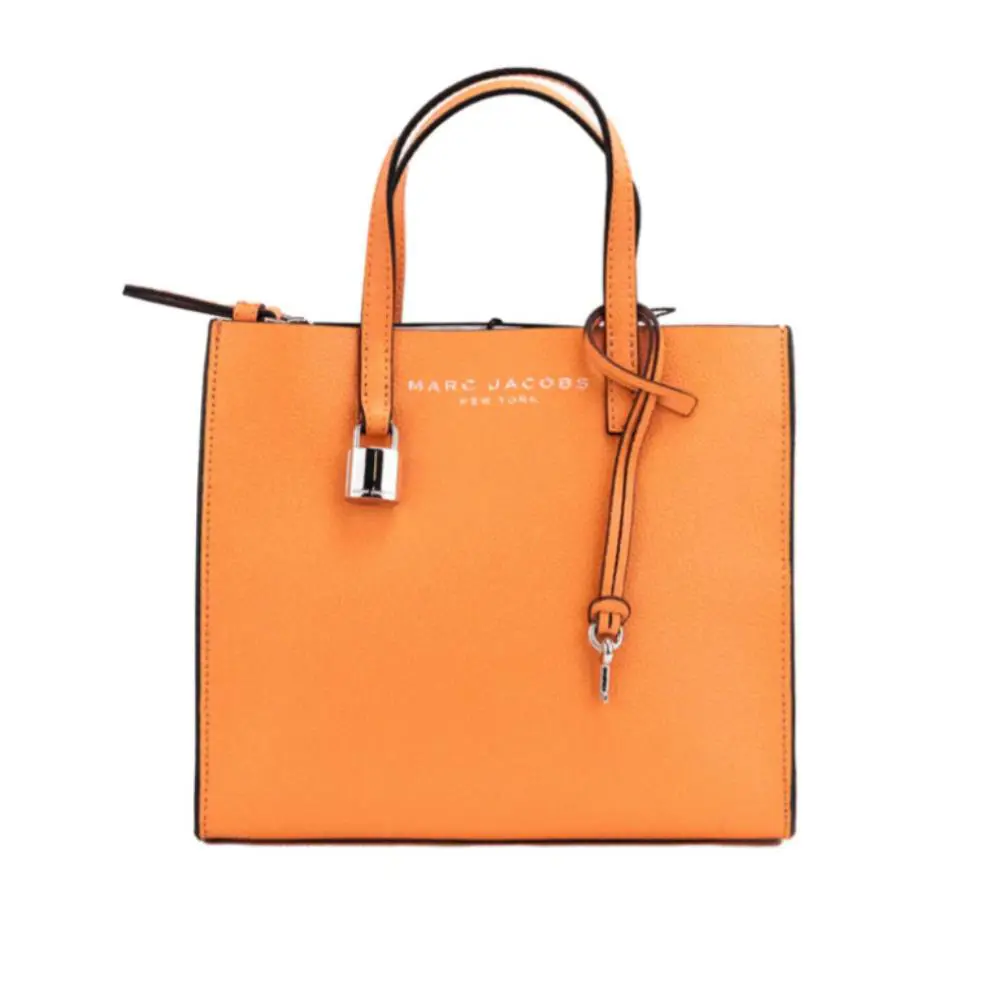 Marc Jacobs Mini Grind Melon Coral Orange Silver Hardware Small Tote