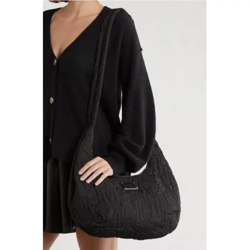 Marc Jacobs Large Jumbled Logo Workwear Quilted Nylon Crossbody Bag in Black