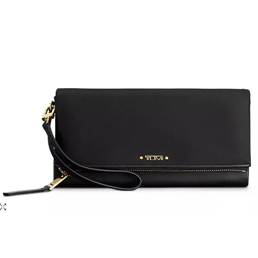 Tumi Voyageur Slg Travel Wallet / Wristlet Black /gold Hardware in Gift Box