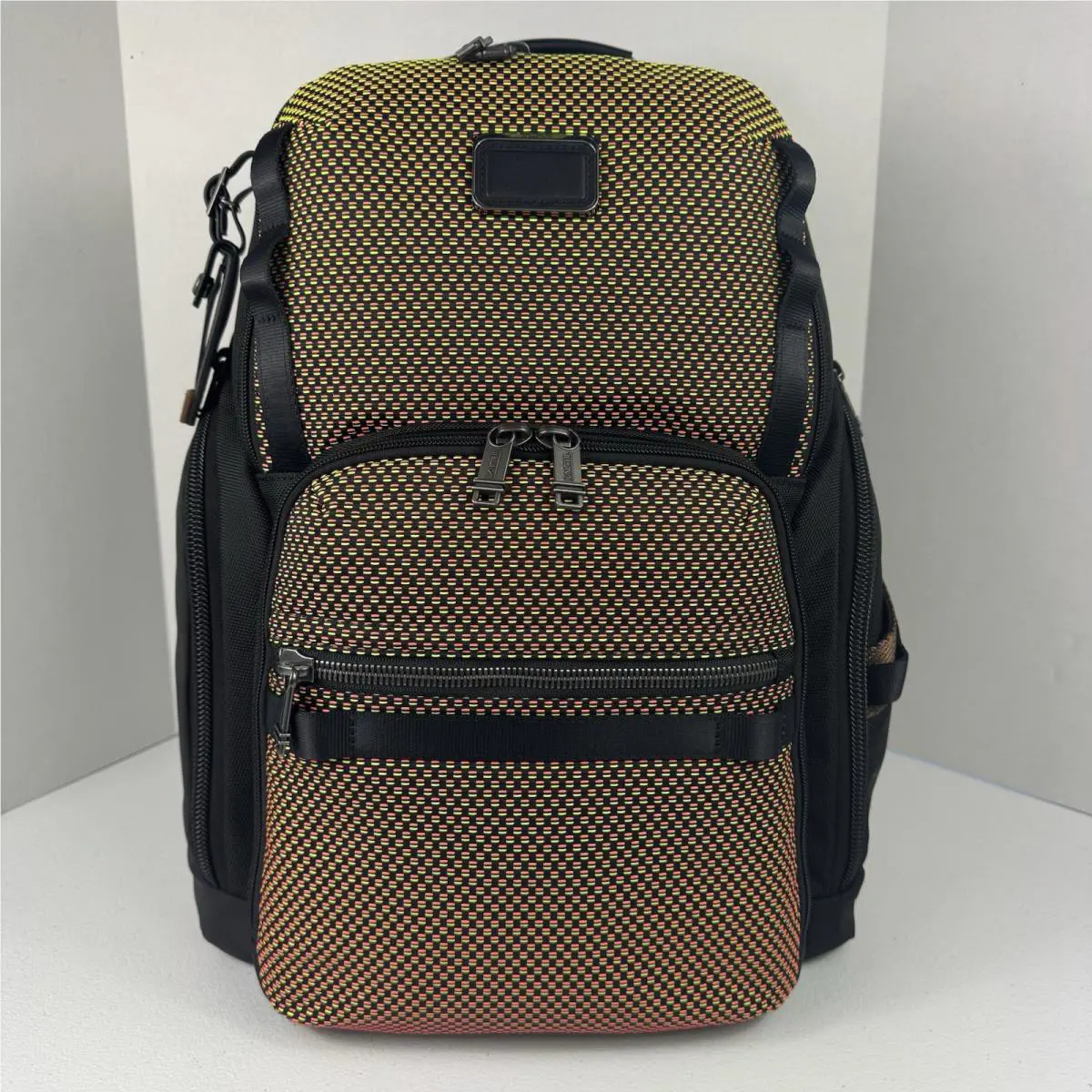 Tumi Alpha Bravo Navigation Red Lime Backpack Triple Pocket Expendable