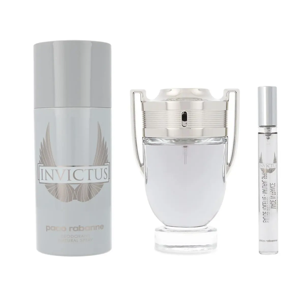 Paco Rabanne Invictus 3 Pcs Set Men: 3.4 Edt + Deodorant + 0.34 Edt