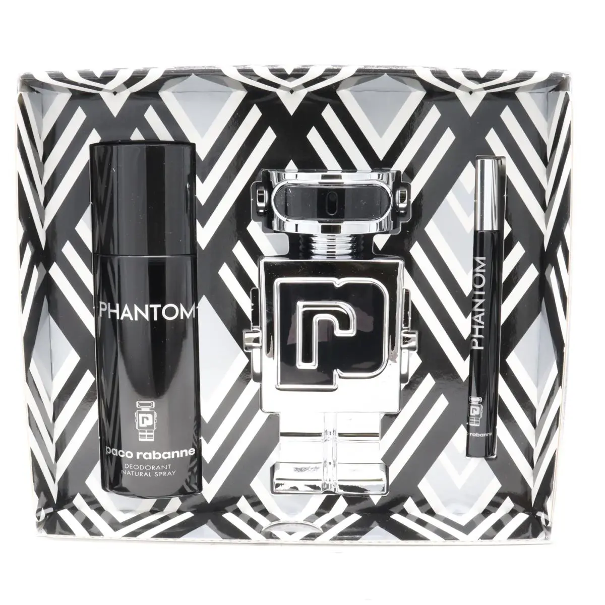 Paco Rabanne Phantom 3pc Gift Set For Men100ml Edt + 150ml Deodorant + 10ml Edt