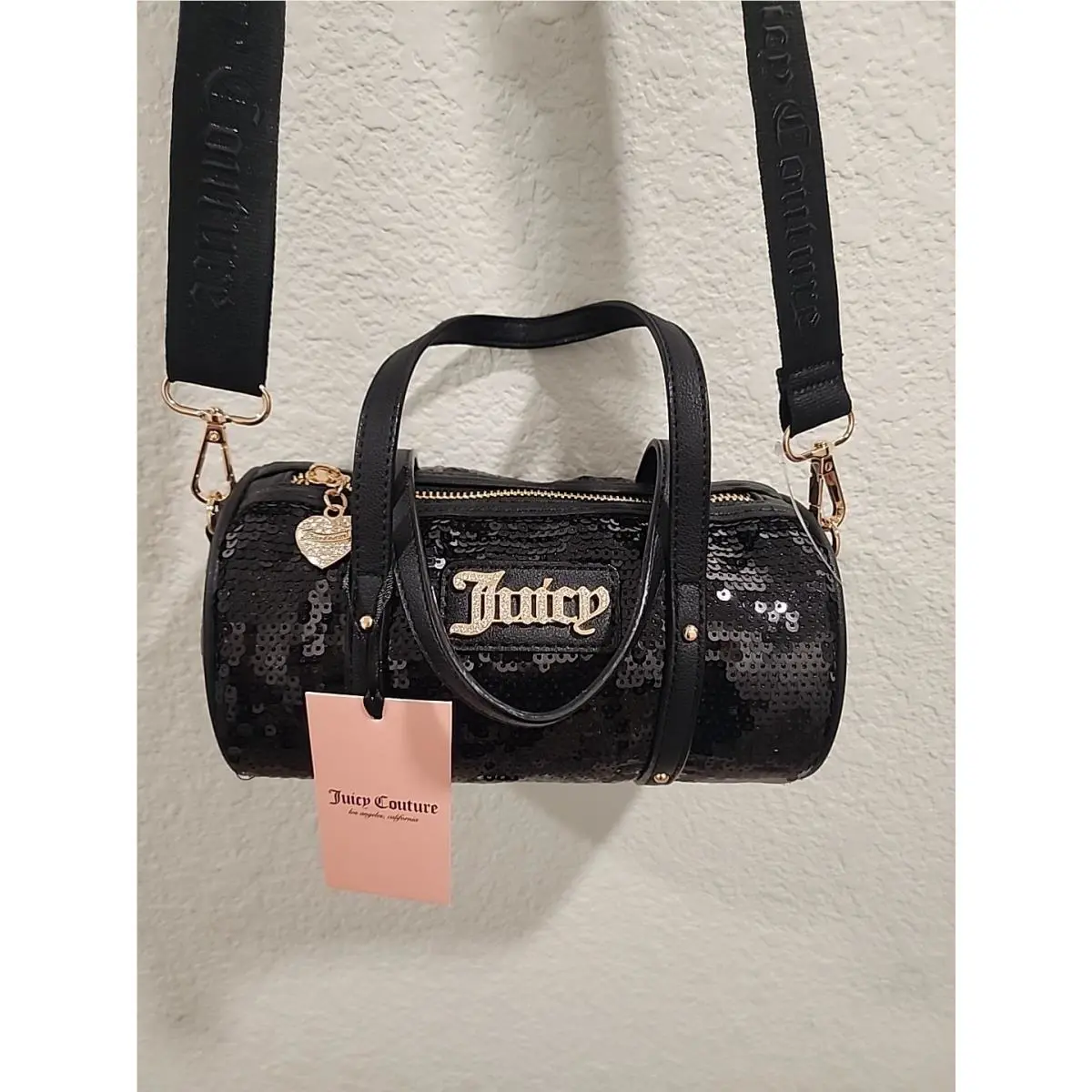 Juicy Couture Free Love Semi Charmed Satchel Small Crossbody Bag Black