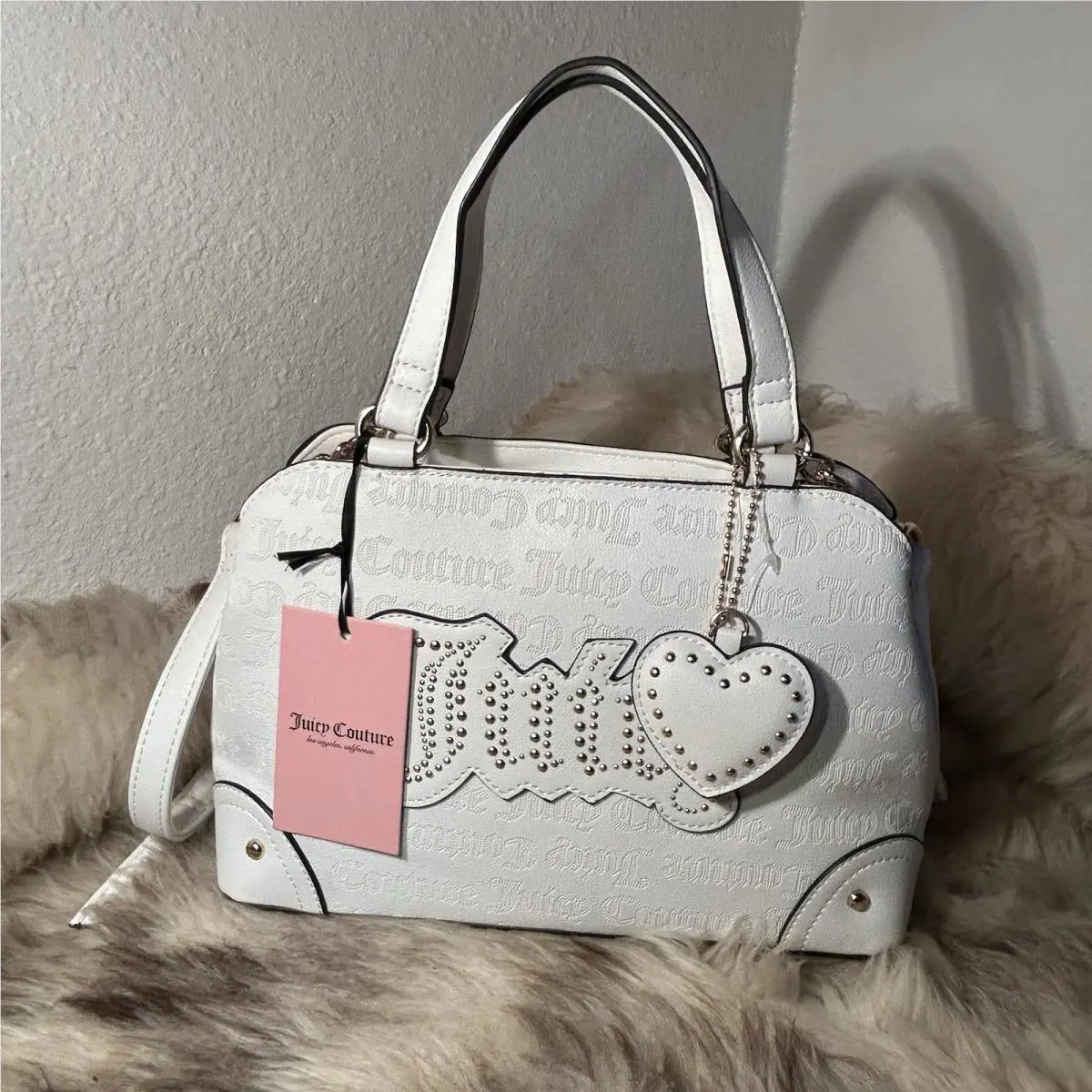 Juicy Couture Royal Juicy Satchel Crossbody - Angel White