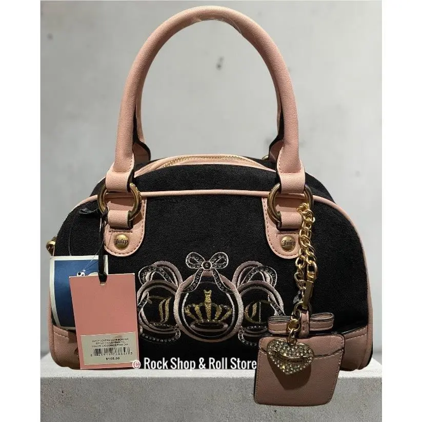 Juicy Couture Lovers Club Black Pink Bowler Crossbody Bag