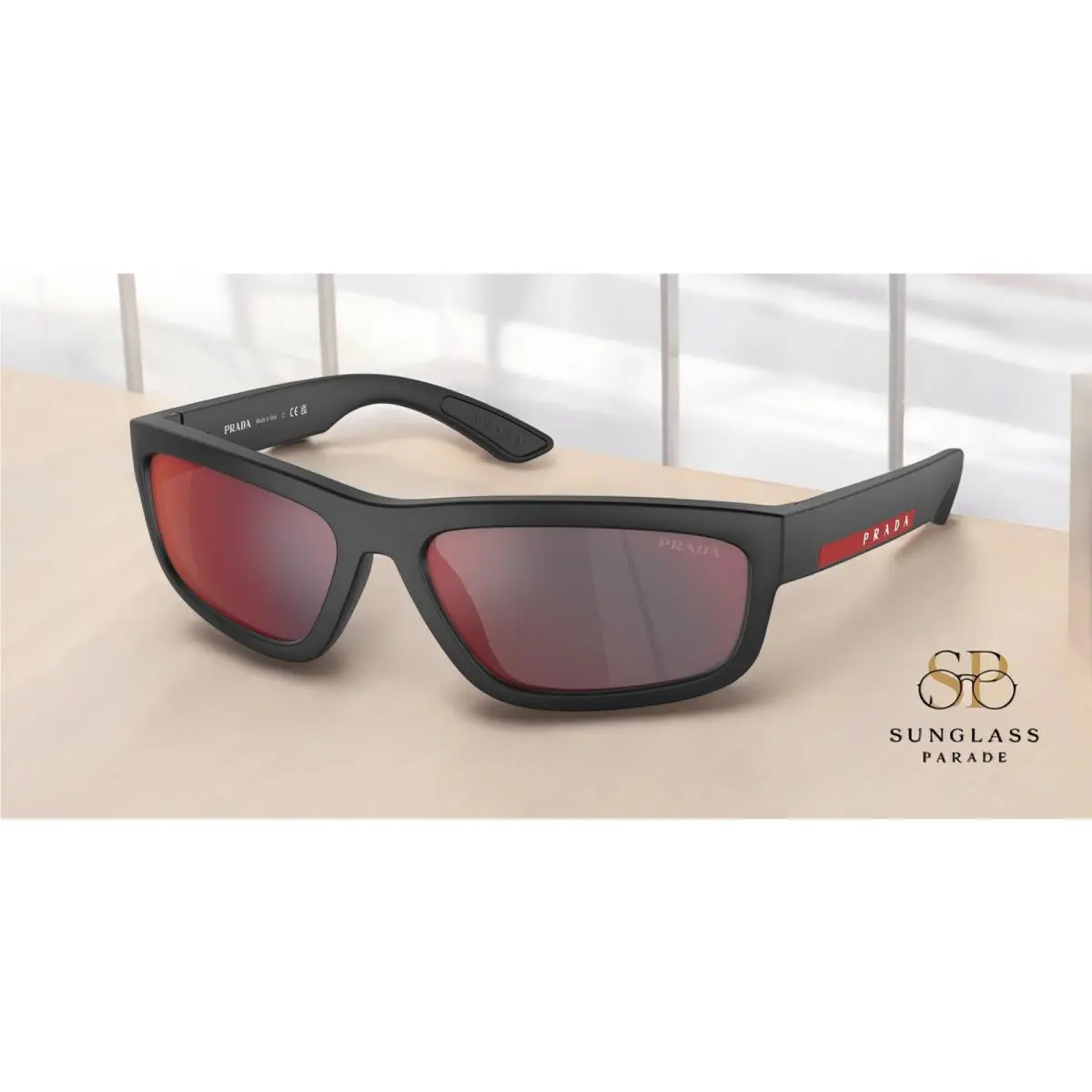 Prada Linea Rossa PS 05ZS DG008F Black Grey Mirror Blue Red 59mm Mens Sunglasses