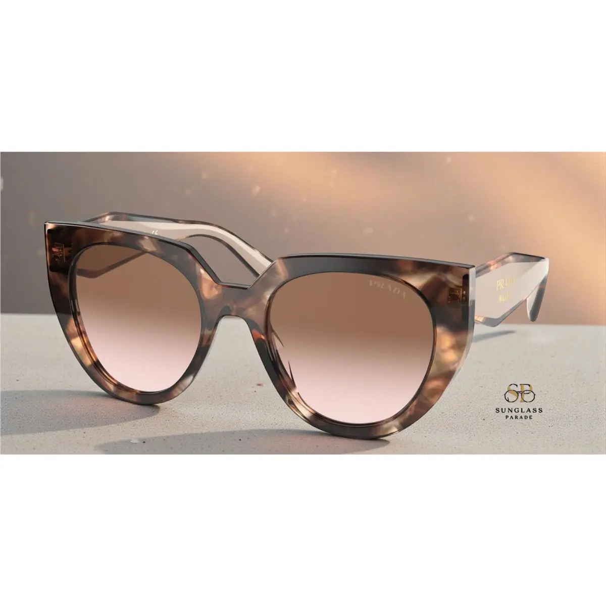 Prada PR 14WSF 01R0A6 Caramel Tortoise Brown Gradient 53 mm Women`s Sunglasses