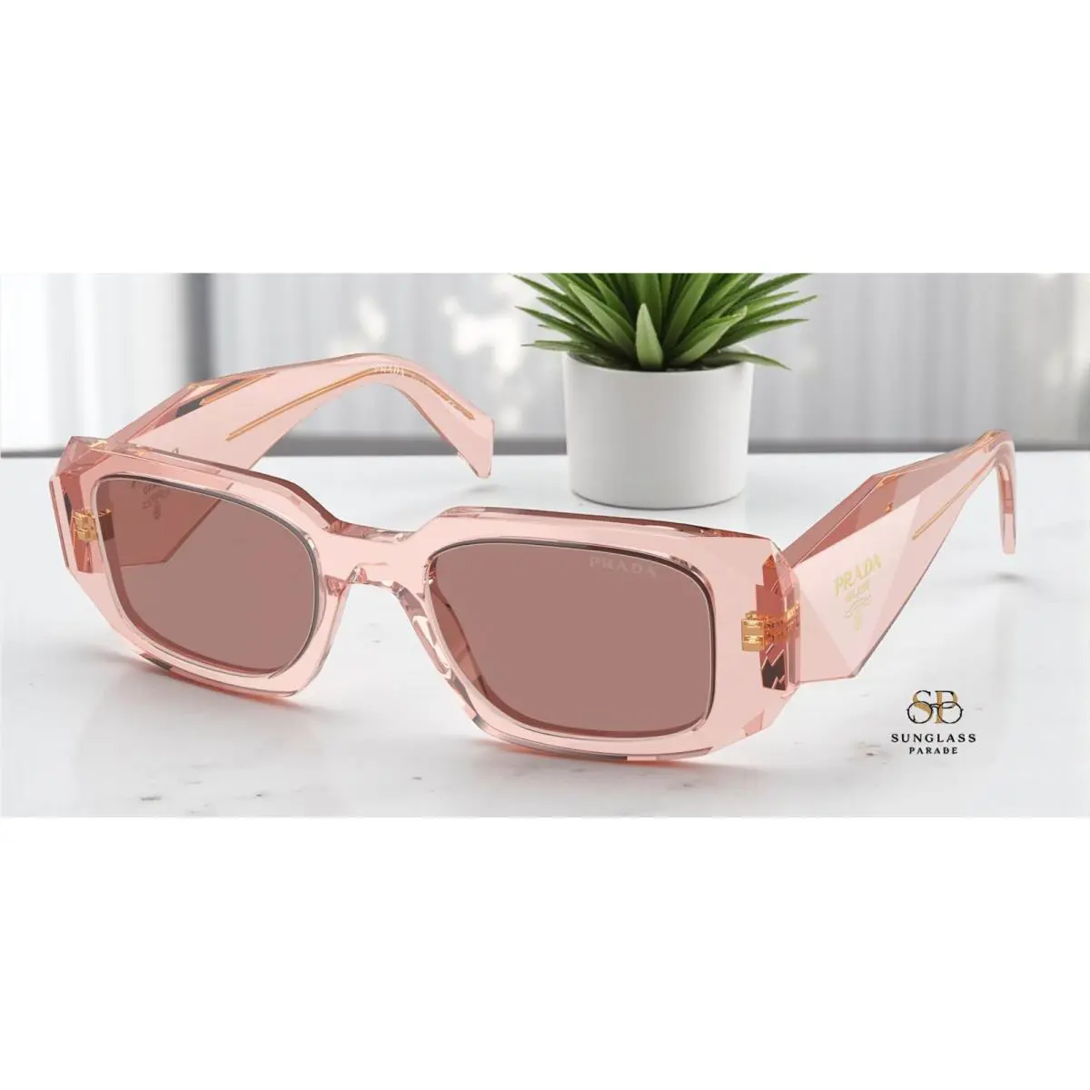 Prada PR 17WSF 19Q10D Transparent Peach Light Brown 51 mm Women`s Sunglasses