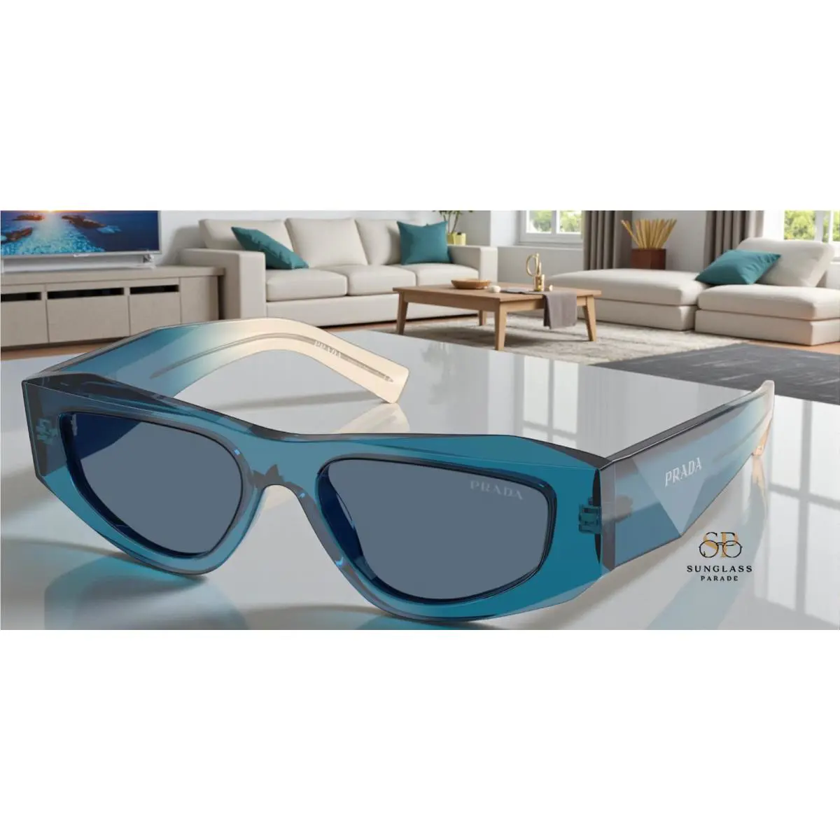 Prada PR B19S 24F80S Blue Dark Blue 52 mm Men`s Sunglasses