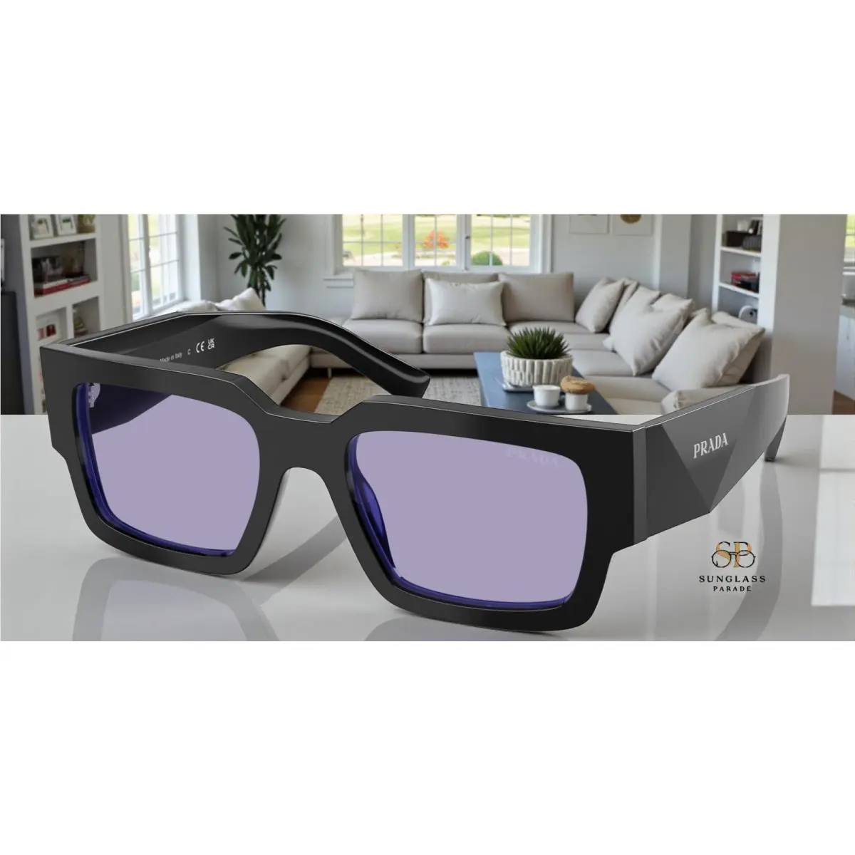Prada PR B17S 16K01O Black Purple Violet 54 mm Men`s Sunglasses