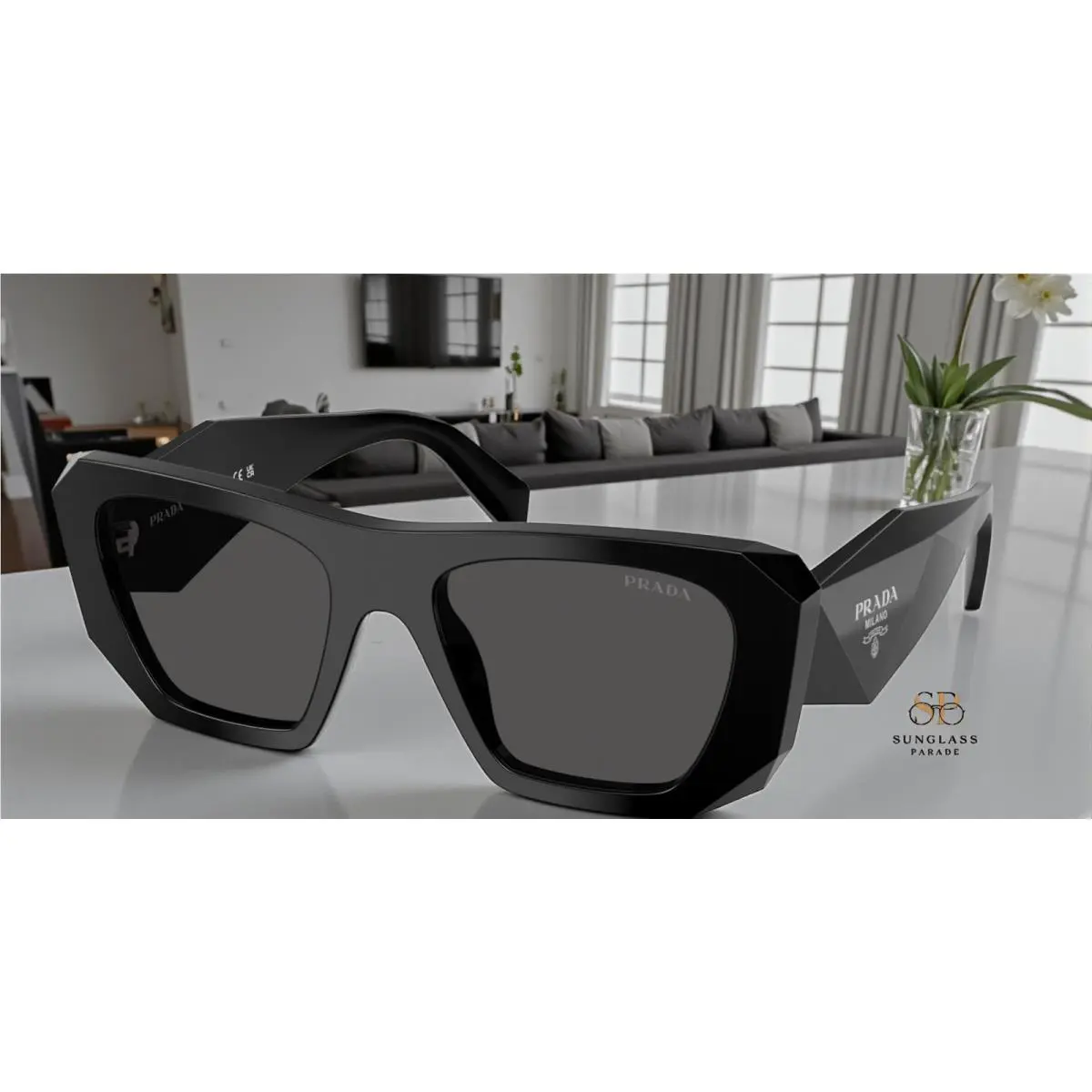 Prada PR B18S 16K08Z Black Dark Grey 53 mm Women`s Sunglasses