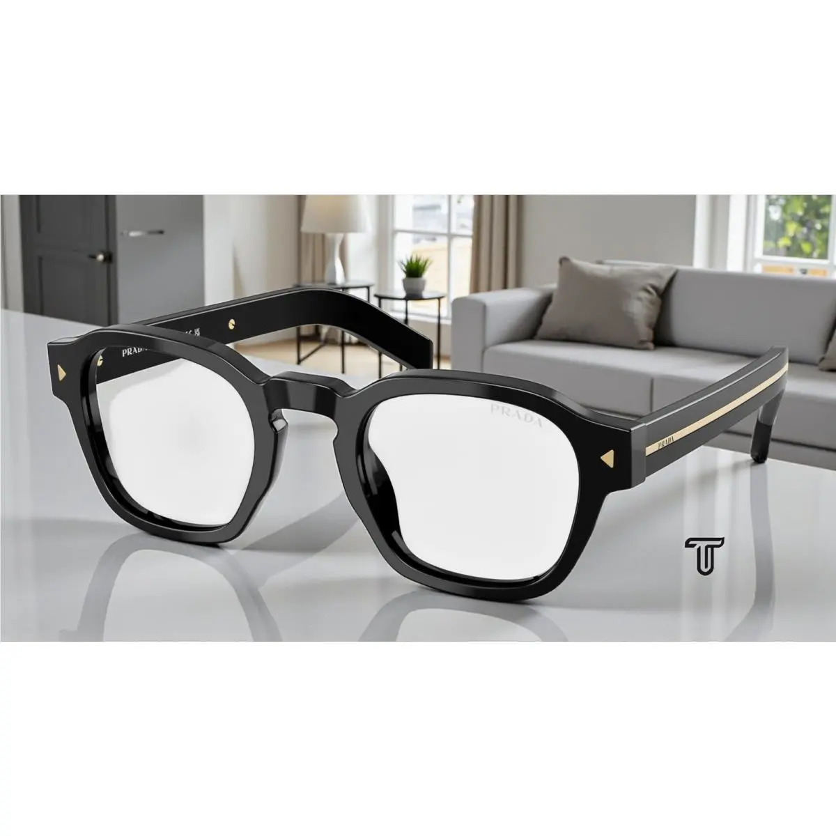 Prada PR A16SF 16K60K Black Clear Blue Violet Light Filter 53mm Men`s Sunglasses