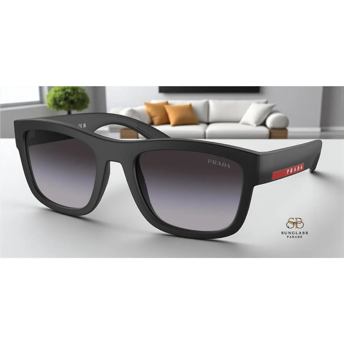 Prada Linea Rossa PS 01ZS 1BO09U Matte Black Grey Gradient 56mm Men`s Sunglasses