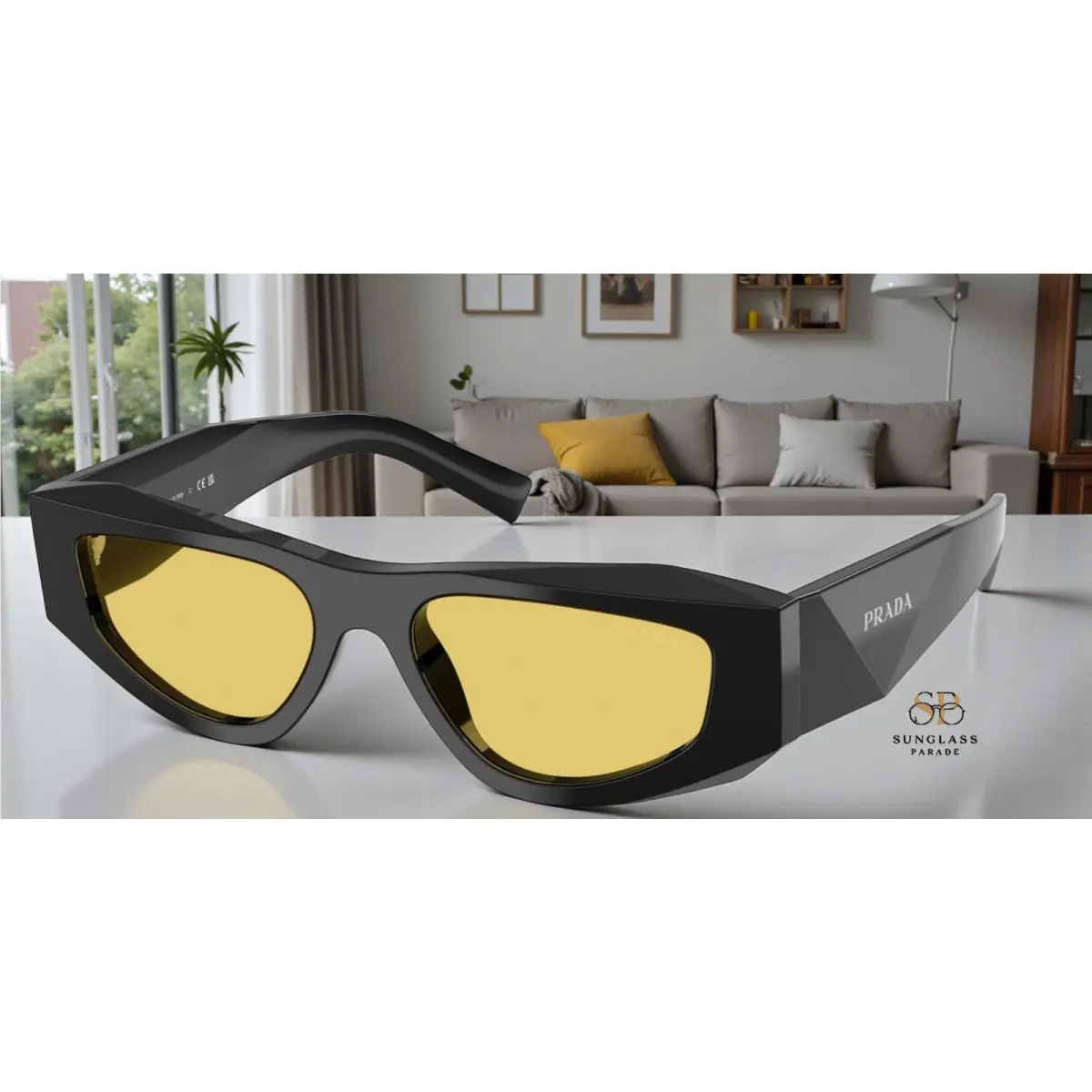 Prada PR B19S 16K455 Black Yellow 52 mm Men`s Sunglasses