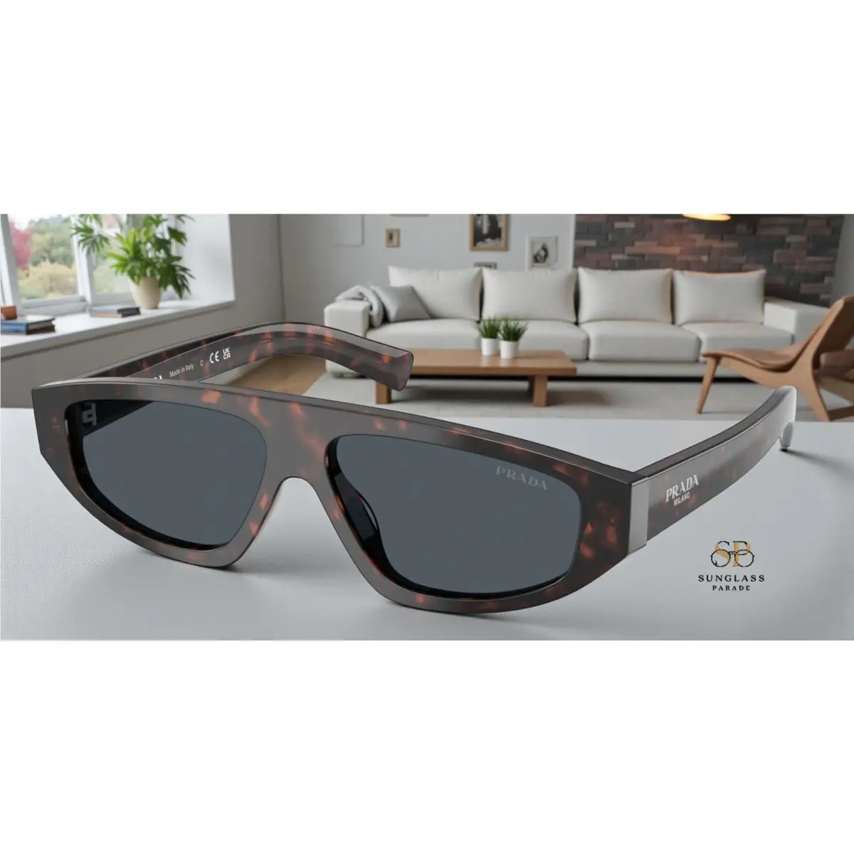 Prada PR C02S 17N70B Root Havana Dark Grey 57 mm Men`s Sunglasses