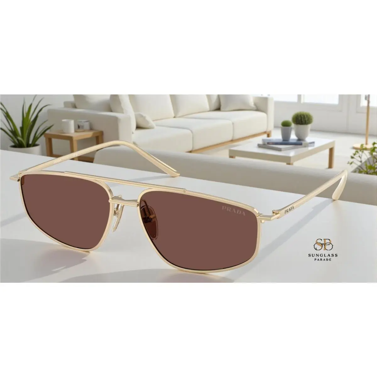Prada PR C51S ZVN80T Pale Gold Black Chocolate 58 mm Women`s Sunglasses