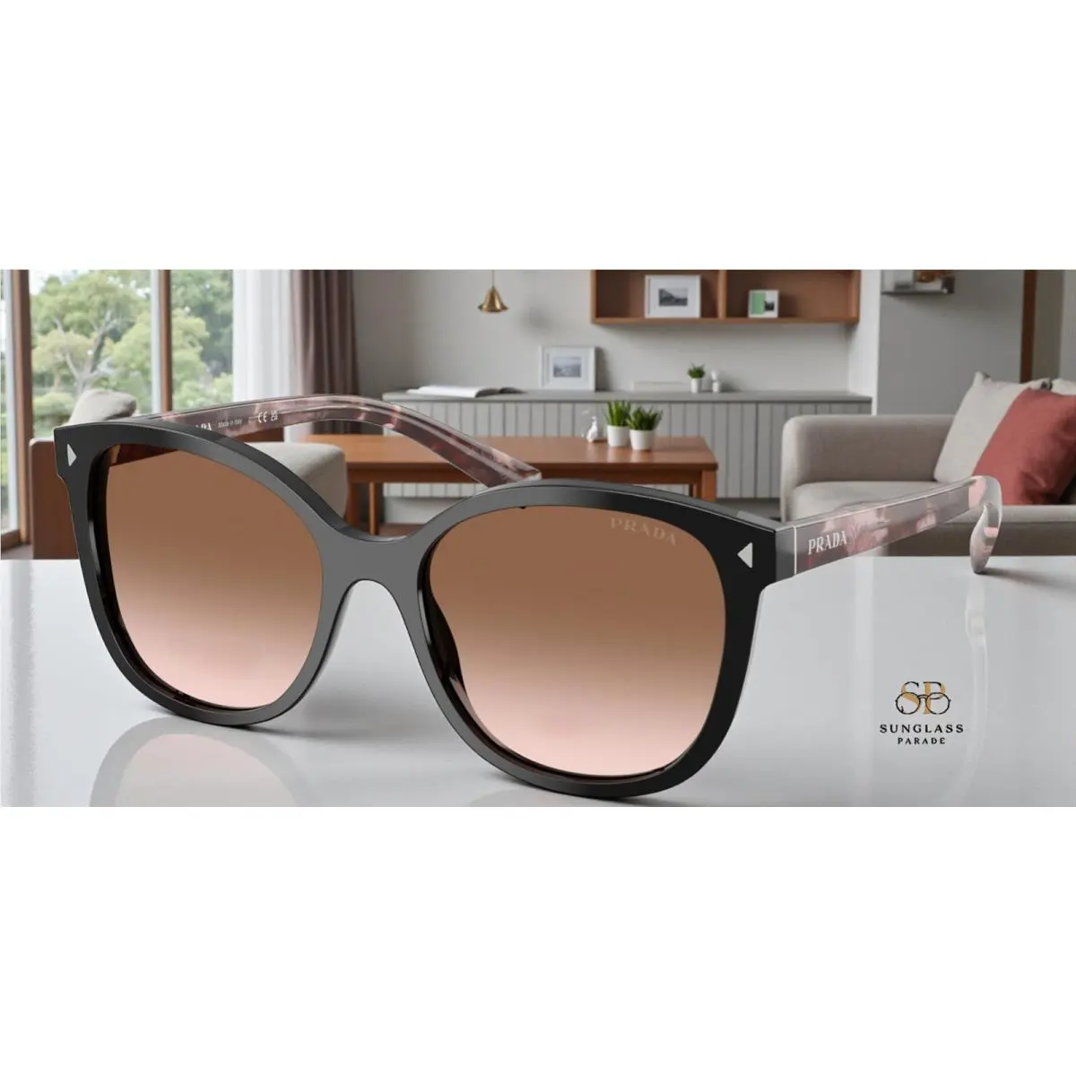 Prada PR 22ZS 28F90P Black Brown Gradient 53 mm Women`s Sunglasses