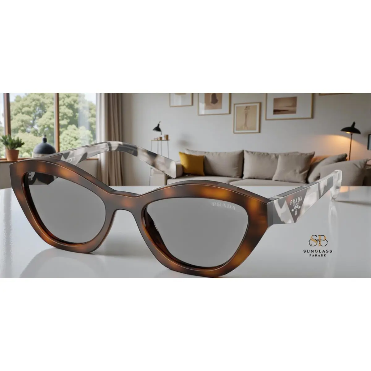 Prada PR A02S 20D50Q Juniper Tortoise Grey 52 mm Women`s Sunglasses