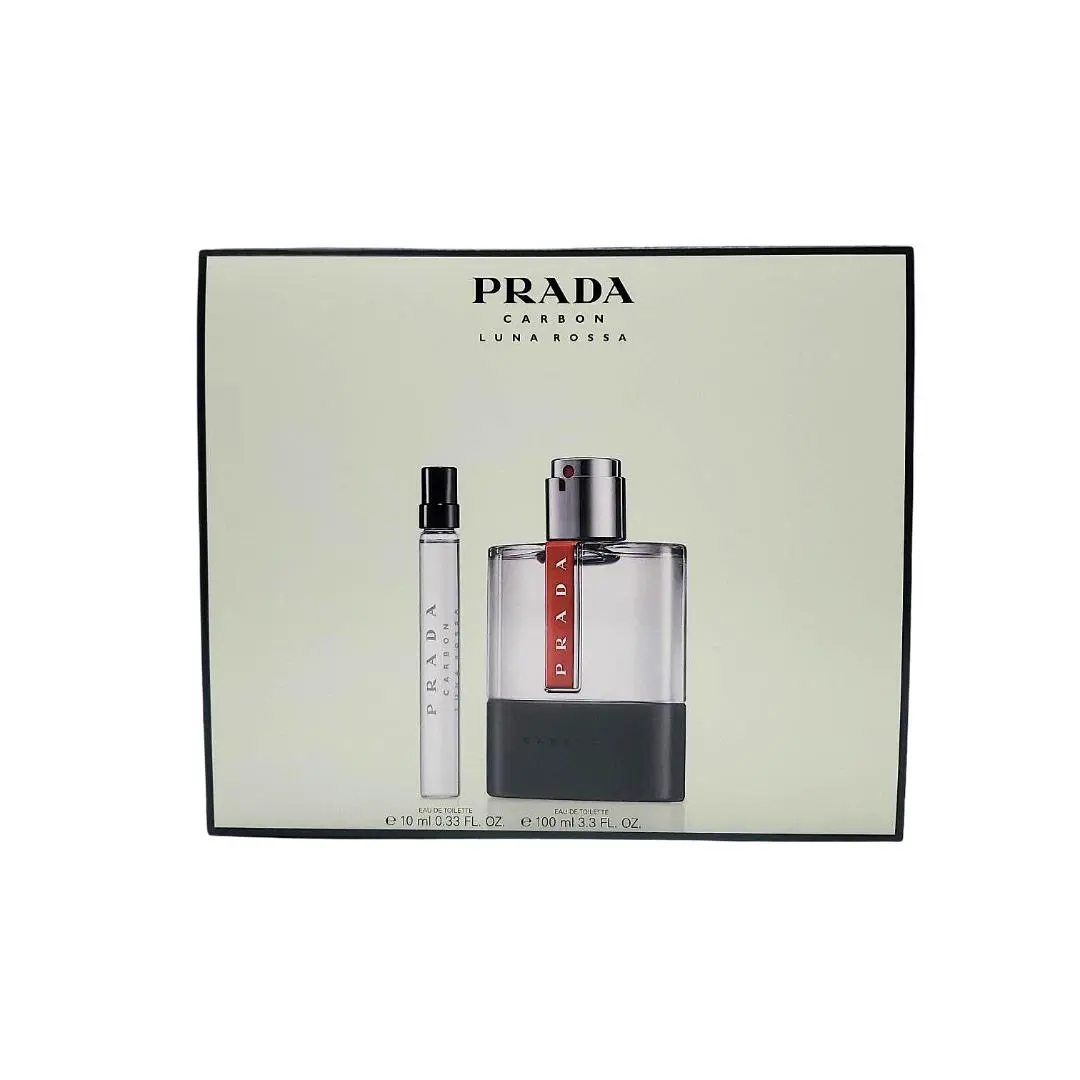 Prada Luna Rossa Carbon For Men 2 PC Set: 3.3 OZ Edt Spr + 0.34 OZ Edt Spr