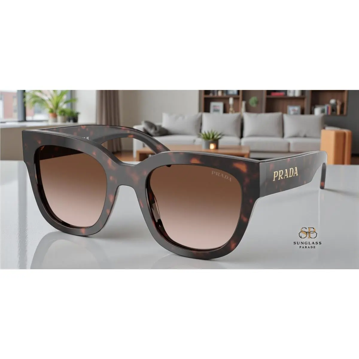 Prada PR C04S 17N80A Root Tortoise Brown Gradient 52 mm Women`s Sunglasses