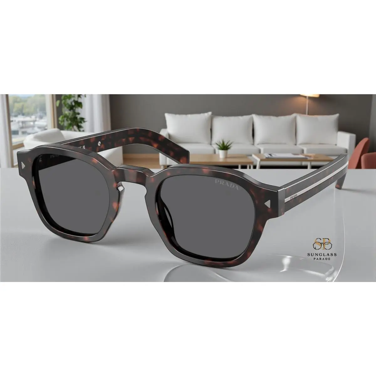 Prada PR A16SF 17N731 Root Tortoise Dark Grey 53 mm Men`s Sunglasses