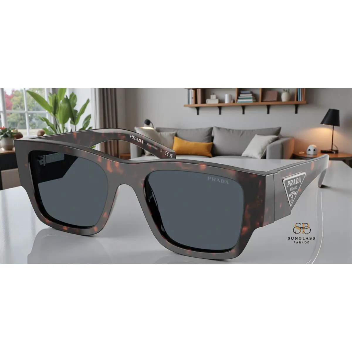 Prada PR 10ZS 17N70B Root Tortoise Dark Grey 54 mm Men`s Sunglasses