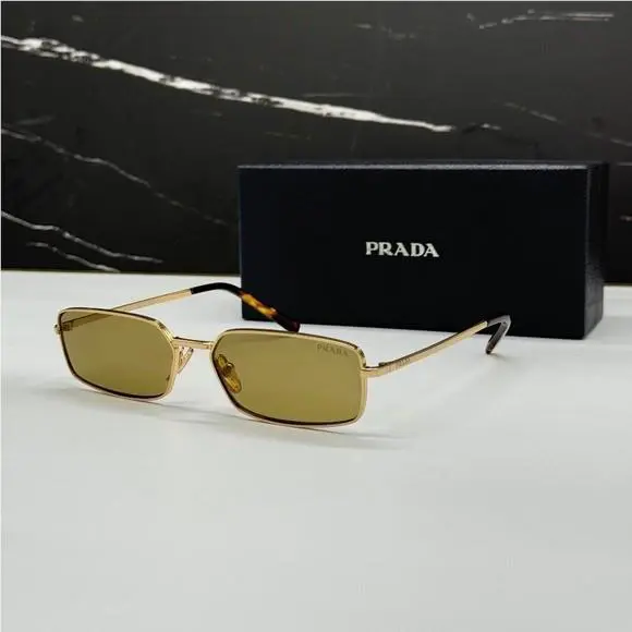 PR A60S 5AK70G Prada Gold Green Square Spr A60 5AK70G Women Sunglasses