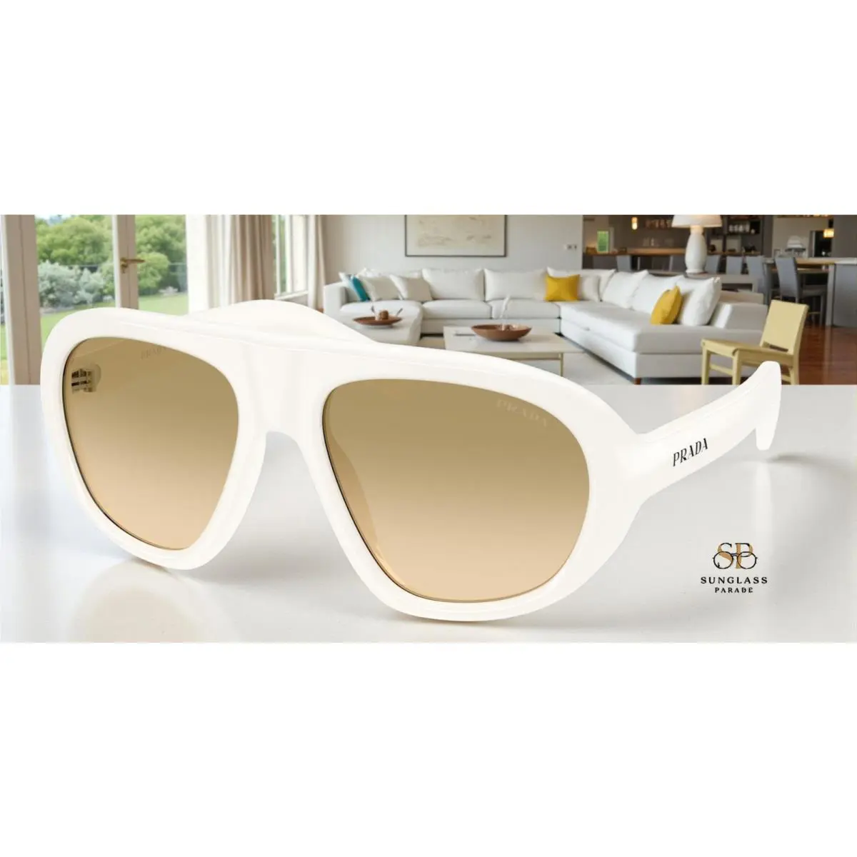 Prada PR C05S 17K20S Talc Yellow Gradient Brown 57 mm Women`s Sunglasses
