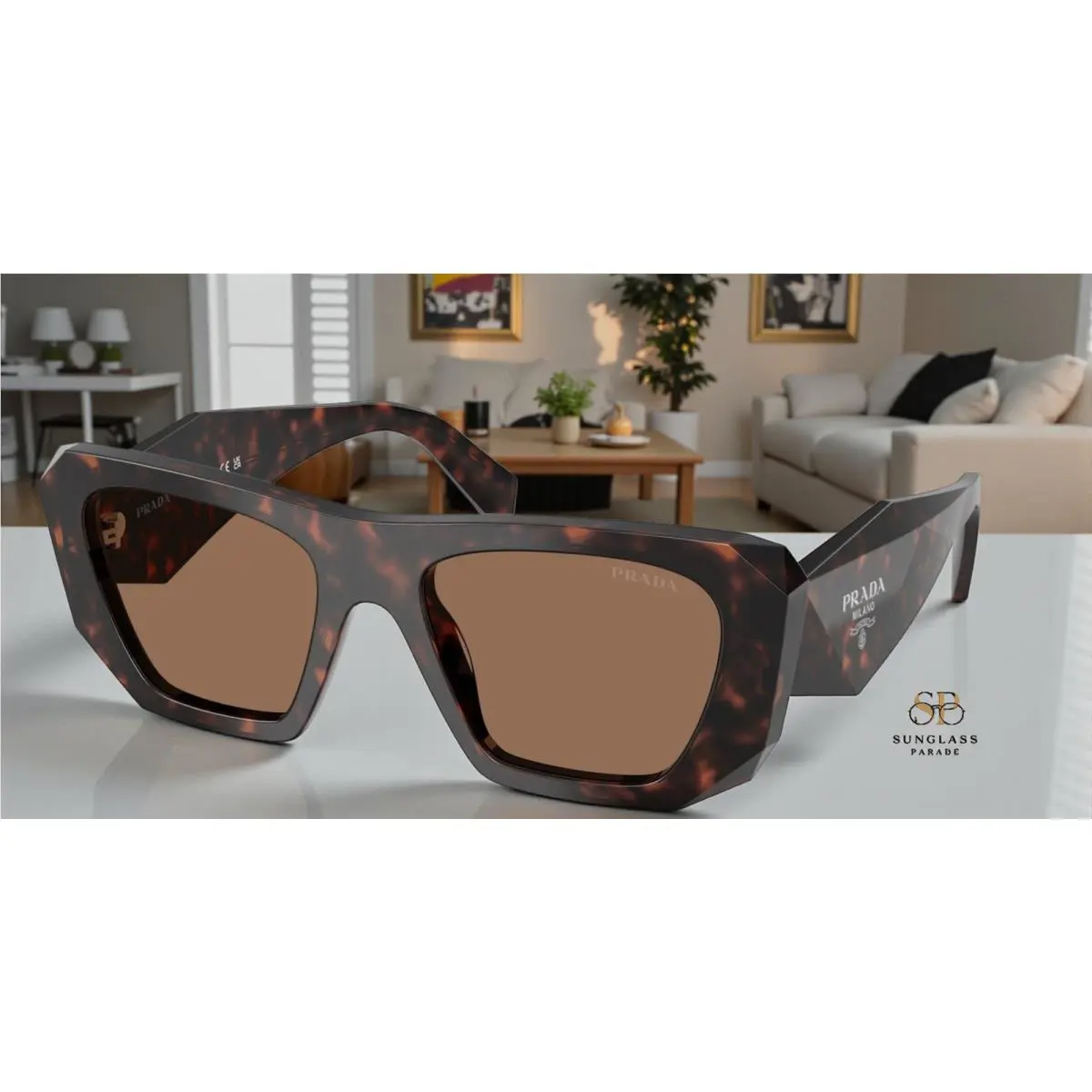 Prada PR B18S 17N06B Root Tortoise Dark Brown 53 mm Women`s Sunglasses