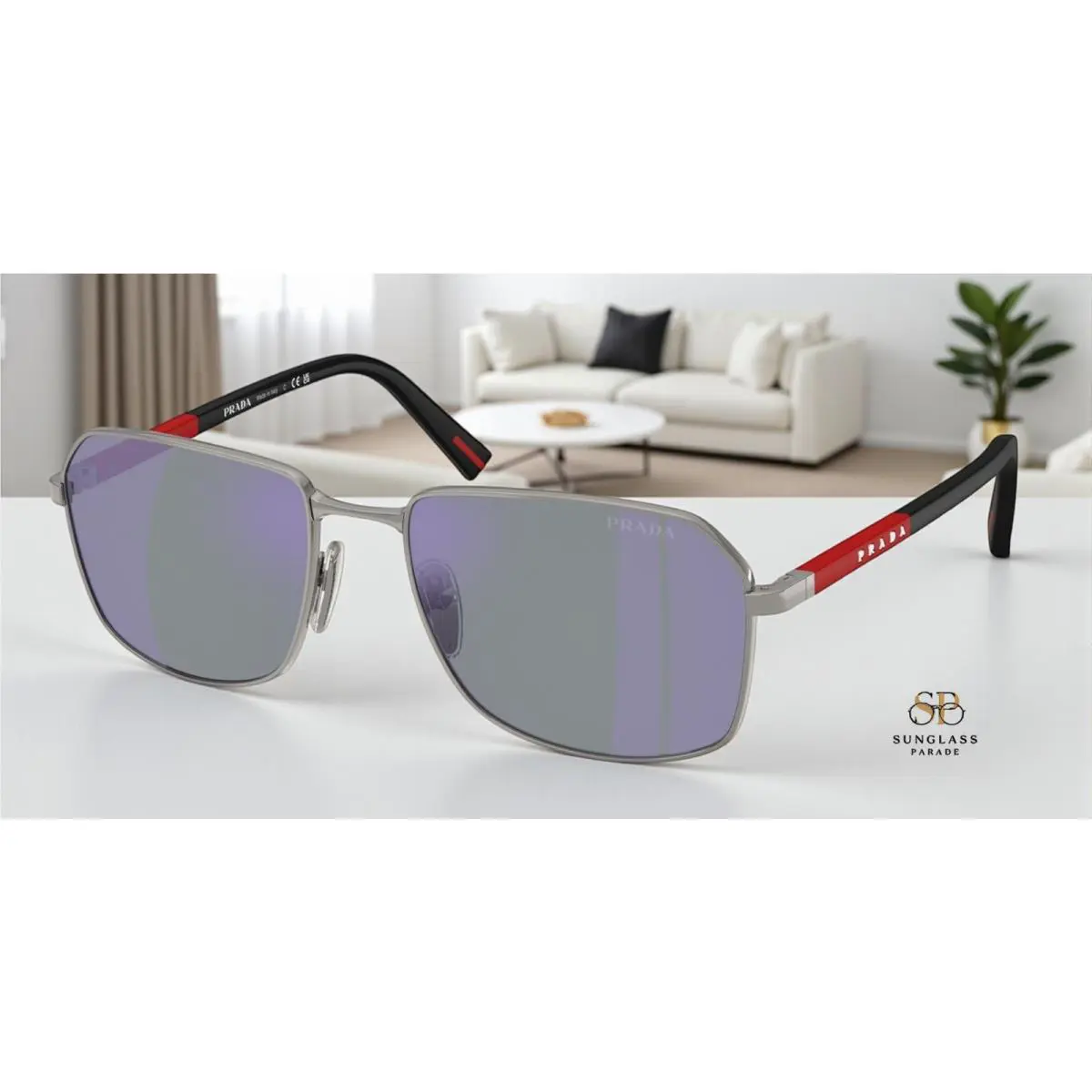 Prada Linea Rossa PS A51S 5AV10J Gunmetal Dk Blue Mir Violet 57 Men`s Sunglasses