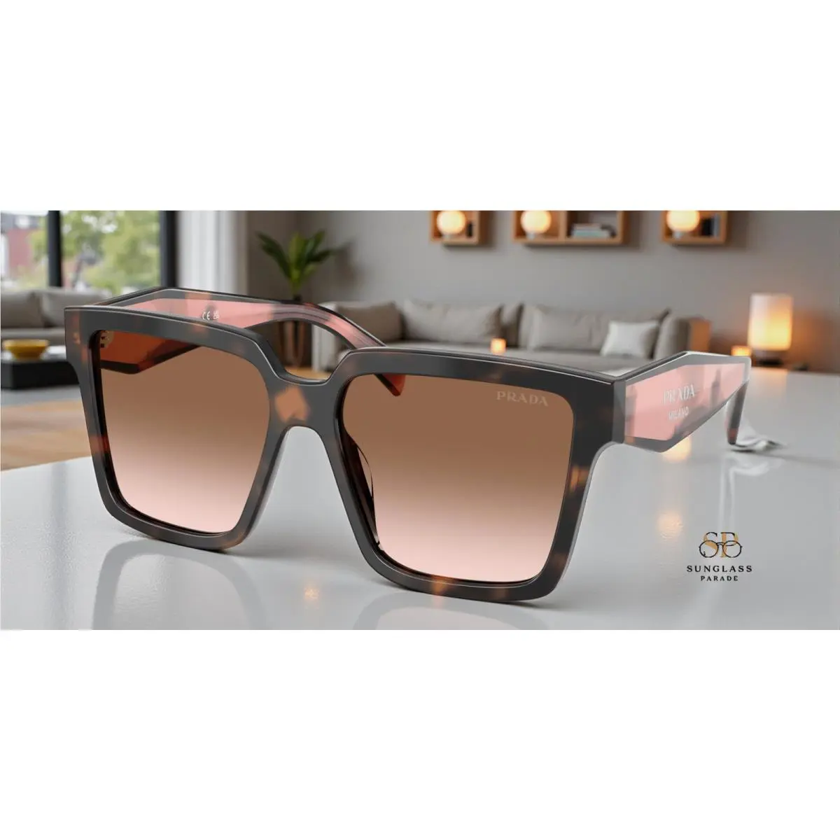 Prada PR 24ZSF 23A0A6 Mauve Tortoise Brown Gradient 57 mm Women`s Sunglasses